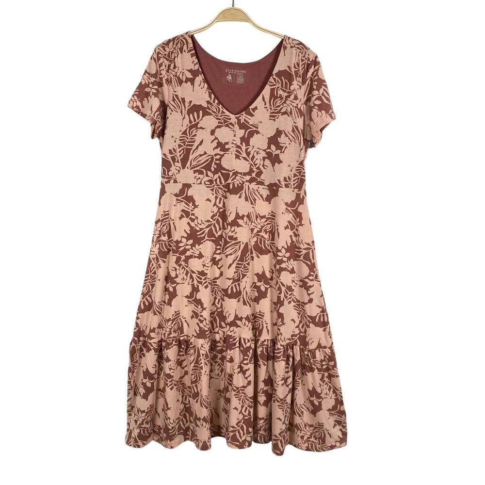 Legendary Whitetails Floral Knit Midi Dress Women M/L Dusty Pink Comfort Outdoor
